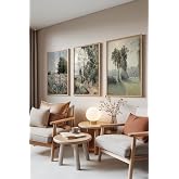 Zestia Ahşap &Ccedil;er&ccedil;eveli 3&rsquo;l&uuml; Tablo Seti, Klasik Manzara &ndash; Soft Tonlar, Salon Set No: 30120 30 x 40