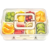 4er Set Snackschalen Mit 4 Fächern – Wiederverwendbare Unterteilte Teller Für Obst, Nüsse & Party