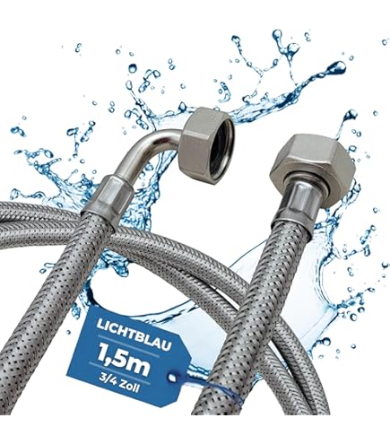 LICHTBLAU warm water toevoerslang 90 graden I 2 m I 3/4 inch wasmachine vaatwasser I 2996 I warmwaterslang met metalen schroefdraad I incl. afdichting
