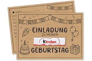 Vielucks 15 x KINDER Einladungskarten - Kraftpapier - Original - DIN A6,Kreativität Einladungskarten Kindergeburtstag Junge Mädchen,Geburtstagseinladungen,Partyeinladungen,Einschulung Einladungskarten