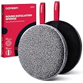 CAVEEM Body Scrub Sponge, Bath Sponge, Pack of 2, Round | Double Texture Exfoliation Body Bath Scrub Dead Skin Scrub Soft Rou