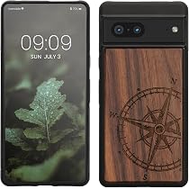 Funda De Madera De Nogal Para Google Pixel 8 - Con Bordes De Goma Antigolpes Y Diseño Magnético