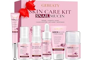 GEBEATY Gifts for Women,Skin Care Set,Anti-aging Moisturizing Repair Soothing Snail Mucin Serum Hydrating Facial Skin Care Routine Kit for Dull Skin & Dry Skin,Travel Skincare Gift Set Teen Girl
