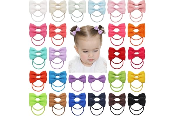 50 PIÈCES 4,4 cm Mini Rubans à cheveux pour bébé fille - Mini nœuds en ruban gros-grain - Élastiques à cheveux élastiques pour enfants et tout-petits (Couleur A)