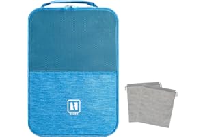 jooeer Travel Shoe Bag Waterproof Packing Organizer Storage Pouch Boot Carrier Football Golf Sports Accessory Holder with 2 Drawstring Shoes Bags for Men Women, Blue