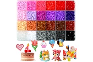 Moncolis 12000 Stück Bügelperlen 2.6mm Steckperlen 24 Dunkle Farben Mini Perlen Set in Organizerbox zum Basteln DIY Geschenk Mädchen Jungen