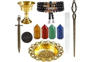 SOULNIOI Healing Energy Crystal Chakra Crystal 11Pcs Crystal Sword Grail Obsidian Crystal Bracelet Kit for Beginners Reiki Yoga Meditation Spiritual Crystal Healing