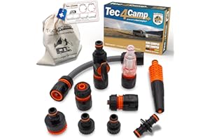 MaJoCompTec® CONNECT-30 Wohnmobil Wasserfilter Set | Caravan Wasser Einfüllstutzen Tankdeckel Zubehör | Schlauchverbinder kompatibel mit Gardena (Anschluss-Set ECO mit Filter)