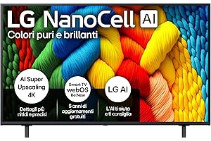 LG NanoCell AI NANO80 TV 50 pollici, Smart TV 4K, Processore α7 Gen8, Tecnologia NanoCell, webOS con AI e telecomando puntatore AI, Filmmaker mode, Gaming con VRR 4K@60Hz, 50NANO80A6B 2025