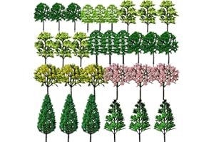 Xmart 30 Pièces Arbre Maquette Arbres Miniatures en Plastique Modèle Arbres Mixte Maquette de Table de Sable Maquette D'entraînement pour Le Bricolage Paysager 3-7cm
