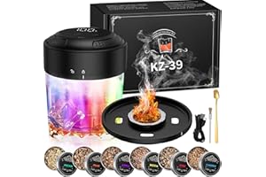 YGVQN Affumicatore Elettrico per Whisky, Kit per Cocktail Portatile con Schermo LED e Ricarica USB-C - Set con 6 Tipi di Legno, Senza Butano, Ideale Regalo per Papà, Marito e Amanti dei Cocktail