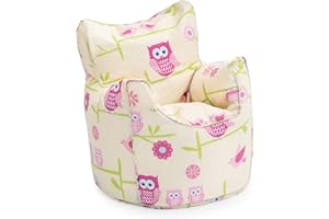 Ready Steady Bed Poltrona per bambini, pouf, comoda mobilia per bambini, morbida e sicura per bambini, per sala giochi, sedia ergonomica (gufi)