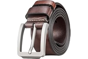 Tolumo Mens Belt Thick Full Grain Leather Belts 1.5" Wide Great for Casual Jeans Dress Work, Adjustable Classic Belt Trim to Fit