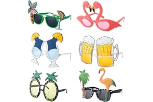 Czemo 6 Paar Party Sonnenbrillen Hawaiian Tropical Brillen Flamingo Ananas Sonnenbrille Lustige Kostüm Sonnenbrille für Sommer Kostüm Party