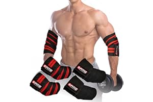 FITIZ Codo Manga Envoltura-Codo Correas Brace para apoyo y compresión para levantamiento de pesas (negro)