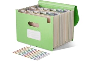 EcoStash Cartella Portadocumenti A4, 12 Tasche Porta Documenti in Paglia di Grano, Raccoglitore Documenti Espandibile per Ufficio Casa, Senza BPA, Ritorno alla Natura, Vita Sana - Verde Menta
