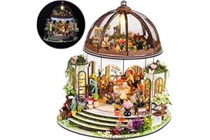 UINOFER DIY Gewächshaus Holz, Miniatur Garten Haus Selber Bauen mit Möbeln, Kreatives Bausatz Erwachsene, Modellbausatz für Erwachsene und Kinder - Hanging Garden