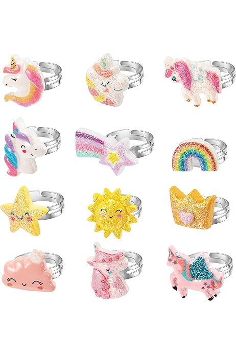 36 Bagues Enfants Diealles Shine - Coffret Cadeau Fille 6 Ans - Bagues Réglables Multicolores