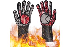 ROCKSHEAT Oven Gloves, 1472°F / 800°C Extreme Heat Resistant Grilling Gloves, Non-Slip Silicone Oven Mitts, 13.2in Hot Surface Handler BBQ Gloves with for Fingers for Cooking/Baking/Smoker/Welding (A Pair)