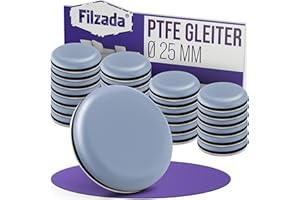 Filzada® 26x Teflongleiter Selbstklebend - Ø 25 mm (rund) - Profi Möbelgleiter/Teppichgleiter PTFE (Teflon)