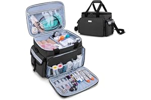 CURMIO Borsa Medica per Aiuti Sanitari a Domicilio Con Tracolla e 2 Divisori Staccabili per Infermiere, Fisioterapisti, Medici, Personale Sanitario - SOLO BORSA, Nero