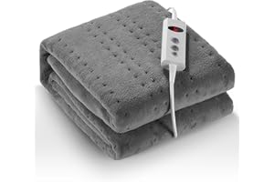 ‎CURECURE Wärmeunterbett 150 X 80 cm, Elektrisches Bettwärmer mit 10 Temperaturstufen und 1-9 Stunden Abschaltautomatik, Einfache Fixierung auf Bett und Matratze, Maschinenwaschbar (Hellgrau)