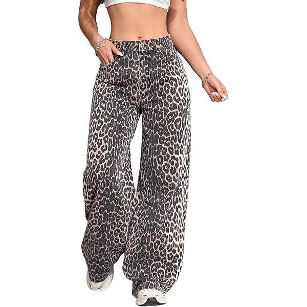 Karolin Regular Fit Jeans Mit Leo-Print - Straight Leg Mid Rise Damenjeans