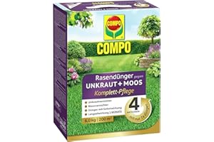 COMPO Rasendünger gegen Unkraut + Moos Komplett-Pflege - optimale Nährstoffversirgung - 3 Monate Langzeitwirkung - gegen Moos und Unkraut - 6 kg für 200 m²