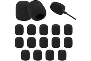 HONOFLUX 16 Pcs Headset Microphone Foam Cover, Mic Cover Mini Windscreens Sponge Foam Covers Shield Protection New Job Gifts, Small Microphone Noise Filter, Black