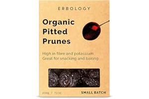 ERBOLOGY 100% Organic Pitted Prunes 200g - Gut Nourishing - Sustainably Straight from Farm in Europe - Non-GMO - No Additives or Preservatives - Recyclable Packaging