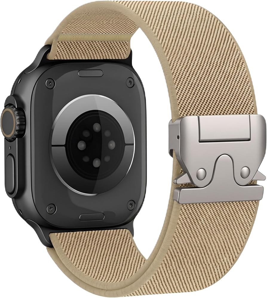 Minesk Apple Watch ile Uyumlu Elastik Spor Bileklik 49mm 46mm 45mm 44mm 42mm için Ayarlanabilir Paraşüt Tokalı Naylon Kumaş Kordon Kayış
