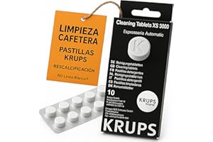 LB LINEA BLANCA RO Linea Blanca ® Pastillas Limpieza Compatibles Con Krups XS3000 Pack 10 Tabletas Eliminan Grasa Cafe Limpieza 3 Fases Sin Fragancia Para XP9000 EA8000 XP7220 Protege Circuito Agua Cafetera