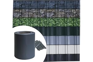 PANORAMA24 Sichtschutz PVC - Anthrazit RAL 7016-35m (7m²) - Doppelstabmatten Zaunfolie Windschutz blickdicht Windschutz