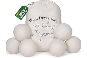 ‎FONESO Trocknerbälle, Foneso Woll Trocknerbälle 6er XXL 100% Öko Schafwolle, wiederverwendbare Wäschekugeln Trocknerbälle für Wäschetrockner und Daunenjacken