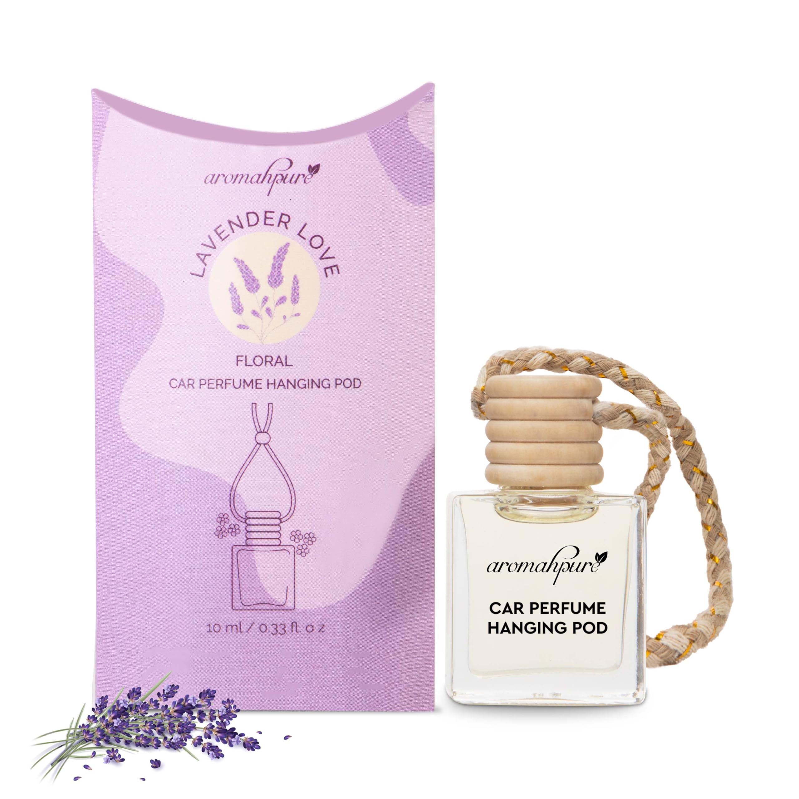 Aromahpure Premium Car Perfume Hanging Pod |10 ML |Lavender Fragrance Car Air Freshener |Natural Essential Fragrance Oils in 