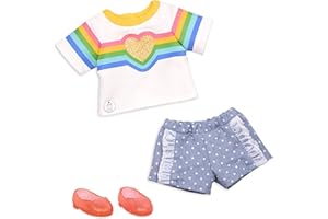 Glitter Girls GG50139Z Battat – tęcza w twoim sercu, modny strój – 35,6 cm, ubrania dla lalek i akcesoria dla dzieci w wieku od 3 lat – zabawki dla dzieci