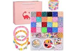 COZYWIND Juegos de Abalorios Planos para Hacer Pulseras Cuentas Planas 5298pcs Espaciadores de Arcilla Bolas de Colores para Bisutería Collares DIY Manualidad