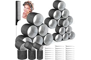 ‎QINZAVE Qinzave 39 Stücke Lockenwickler Locken Set, Jumbo Groß Lockenwickler Selbsthaftend Hair Rollers 64mm 44mm 33mm mit 20 Stücke Haarspangen Groß Hitzefreie Haarwickler für Lange Medoum und Kurze Haare