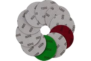 GBULTR 60 disco abrasivi, 75 mm, grana 600/800/1000/1200/1500/2000/2500/3000/4000/5000, autoagricoltori, carta vetrata secca ad acqua, rotondi per metallo legno specchio