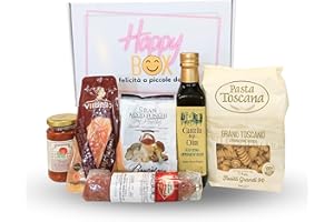 Cesti Natalizi Speciale Italia - Happy Box con Prodotti Tipici Toscani e Umbri - Cesto Regalo Gastronomico Artigianale Made in Italy (Box Salata)