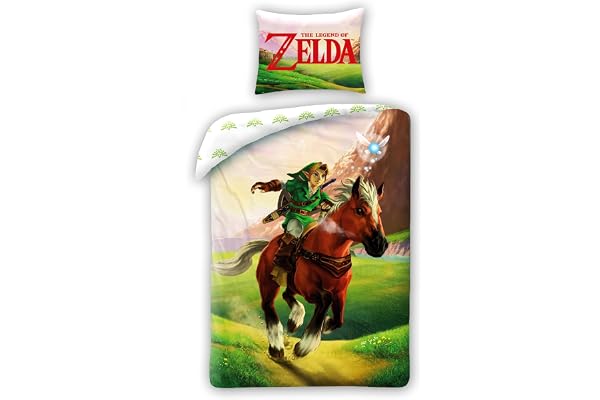 Halantex The LEGEND OF ZELDA Säng Set - Vändbart Påslakan 140 x 200 cm och 70 x 90 cm örngott - Flerfärgad - 100% Bomull