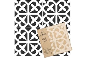 ‎NAKLEO NAKLEO Tile Stencil for Painting, 25 x 25 cm, Avola Spanish Moorish Flower, Moroccan, Plastic Reusable Floor Stencil, DIY, Wooden Furniture Wall Decoration, Terracotta