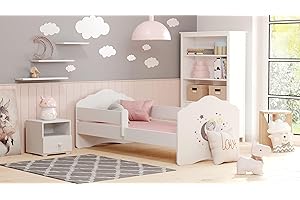 KOBI Letto per Bambini con Sponde FALA | Principessa Addormentata Lettino Bambina | 160 x 80 CM | Lettino Bambino con Materasso | Lettini per una Ragazza un Ragazzo | Letto Bimbo Singolo