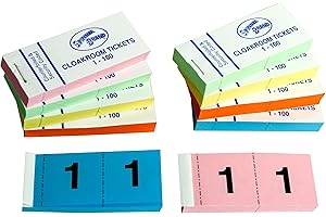 THOMAS AND ANCA Lot de 10 carnets de tickets pour tombola/vestiaire/loterie 5 couleurs