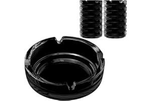 Konzept 11 - Aschenbecher für draussen Schwarz 11cm | 12 Stück Glasaschenbecher | Aschenbecher aus Glas Höhe 3,5 cm spülmaschinenfest Gastrobedarf