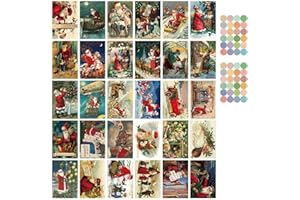HENFUME 30 Pcs Tarjetas Felicitacion Navidad, Tarjetas Postales, Tarjetas De Navidad, Tarjetas De FelicitacióN, Christmas Cards Tarjetas De Mensaje De Tarjetas De CartóN Tarjetas Navidad Retro