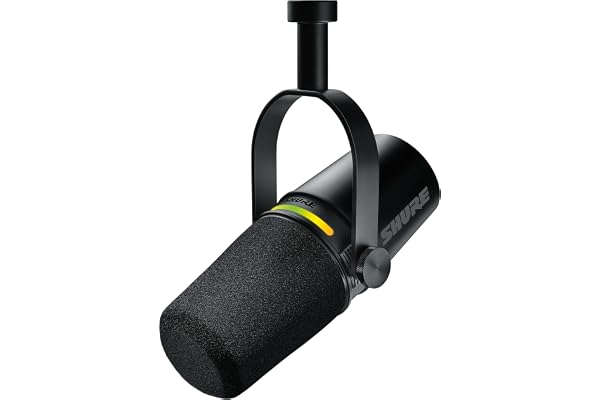 Shure MV7+ Microphone pour Podcast-Audio amélioré, Bandeau Tactile LED, Sorties USB-C et XLR, Mode Auto Level, Filtre Anti-Pop numérique, réverbération intégrée, podcasting, Streaming - Noir