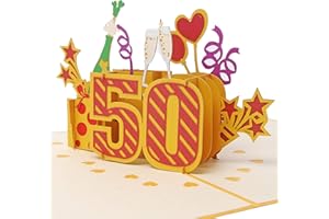 Favour Pop Up kartka z życzeniami na okrągłe 50. urodziny (złoto, 13 x 18 cm)