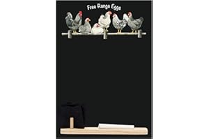 Chalkboards UK pequeña pizarra/pizarra/pizarra/pizarra de cocina con estampado diseño de rango libre huevos. Plus bandeja, pieza de tiza y borrador de fieltro. De Cabina diseño gama, madera, negro