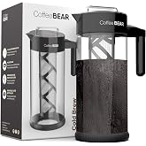 COFFEE BEAR Panda soğuk demlenmiş kahve i&ccedil;in kahve makinesi &ndash; 1,3 l cam s&uuml;rahi kolay temizlenir, tekrar kullanılabilir kumaş 